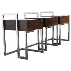 Lacquered Walnut and Stainless Steel End Tables by Vladimir Kagan for Gucci