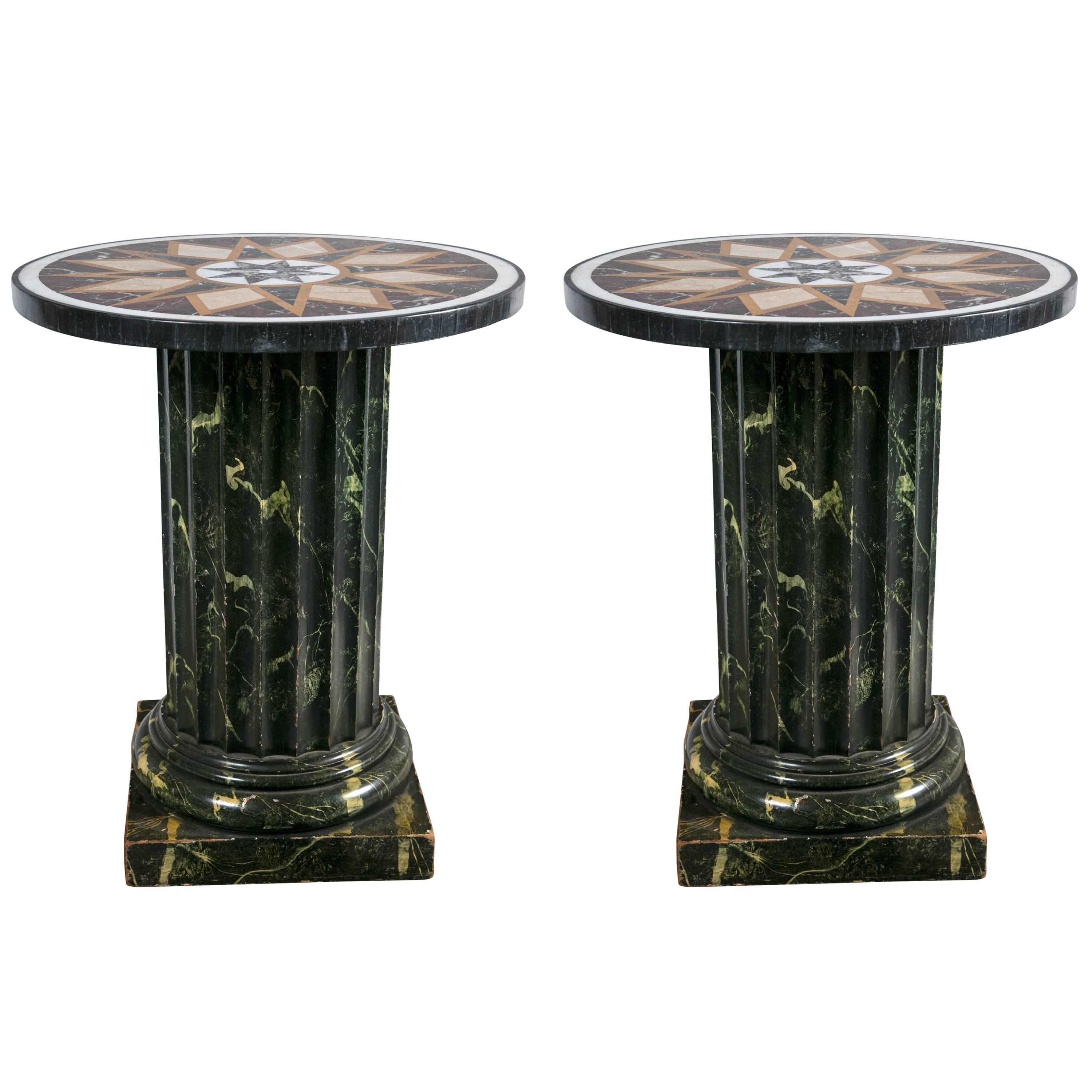 Round Marble Topped Side Tables For Sale