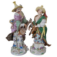 Antiquités 19ème Carl Thieme Dresden Porcelain Malabar Musician Figurines 13"