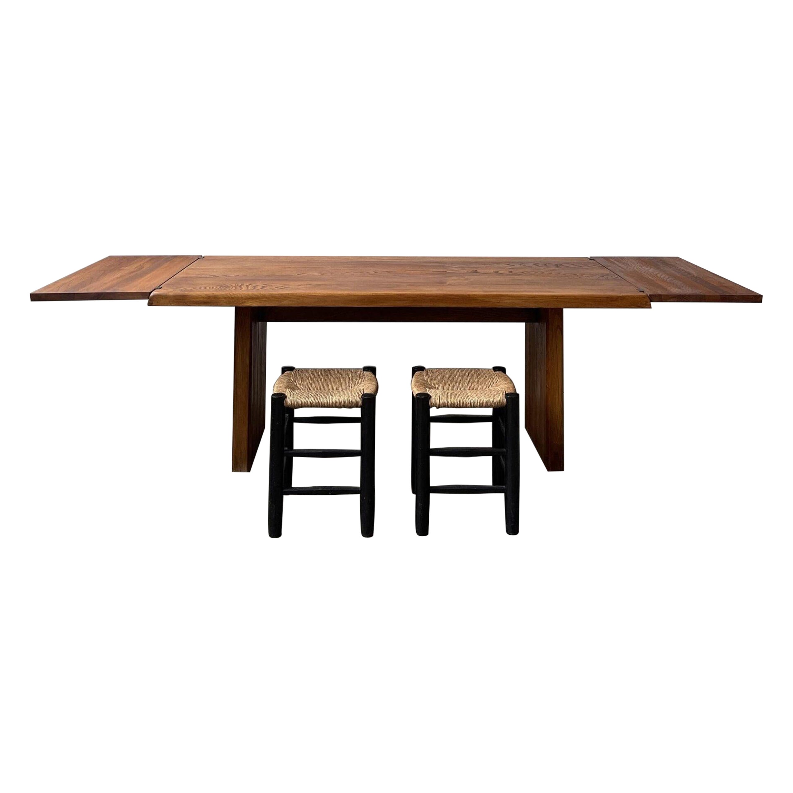 Pierre Chapo T14C Dining Table w/ Rare D08 Extensions For Sale