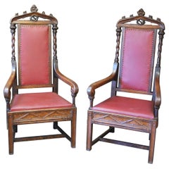Pair of Gothic Oak Armchairs