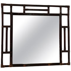 Large Vintage Bamboo Mirror, Italy, 1970s
