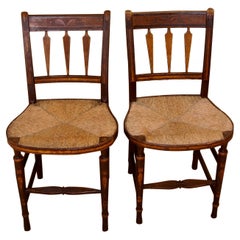 American Early 19th Century Pair of Fancy Sheraton Chairs Original Decoration