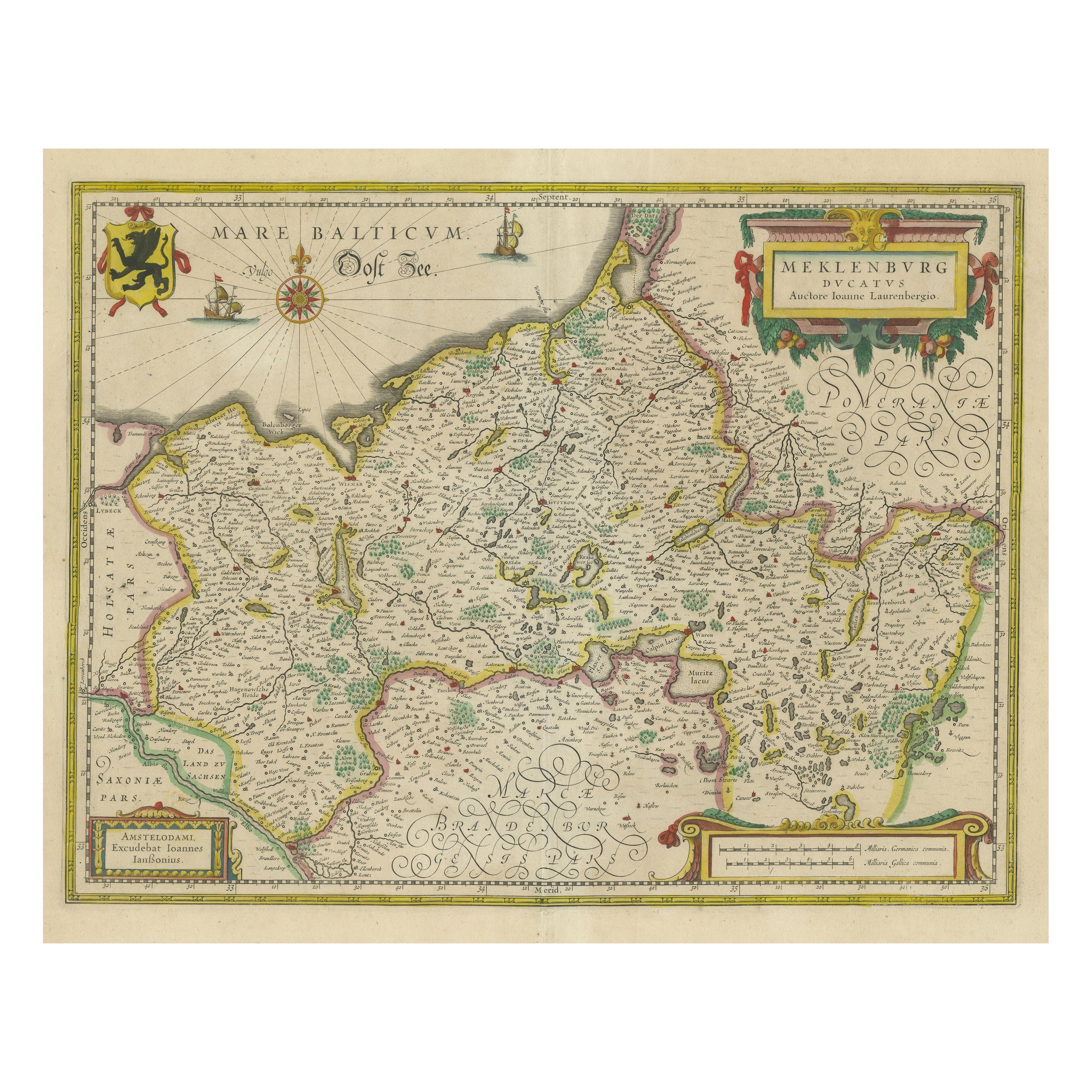 Antique Map of Northern Germany, showing the area of Mecklenburg-Vorpommern For Sale
