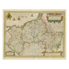 Antike Karte von Norddeutschland, die das Gebiet Mecklenburg-Vorpommern zeigt