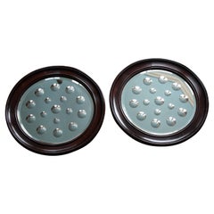 Antique Early 20th Century Pair of Large Sorcerers Mirrors Optical Distortion