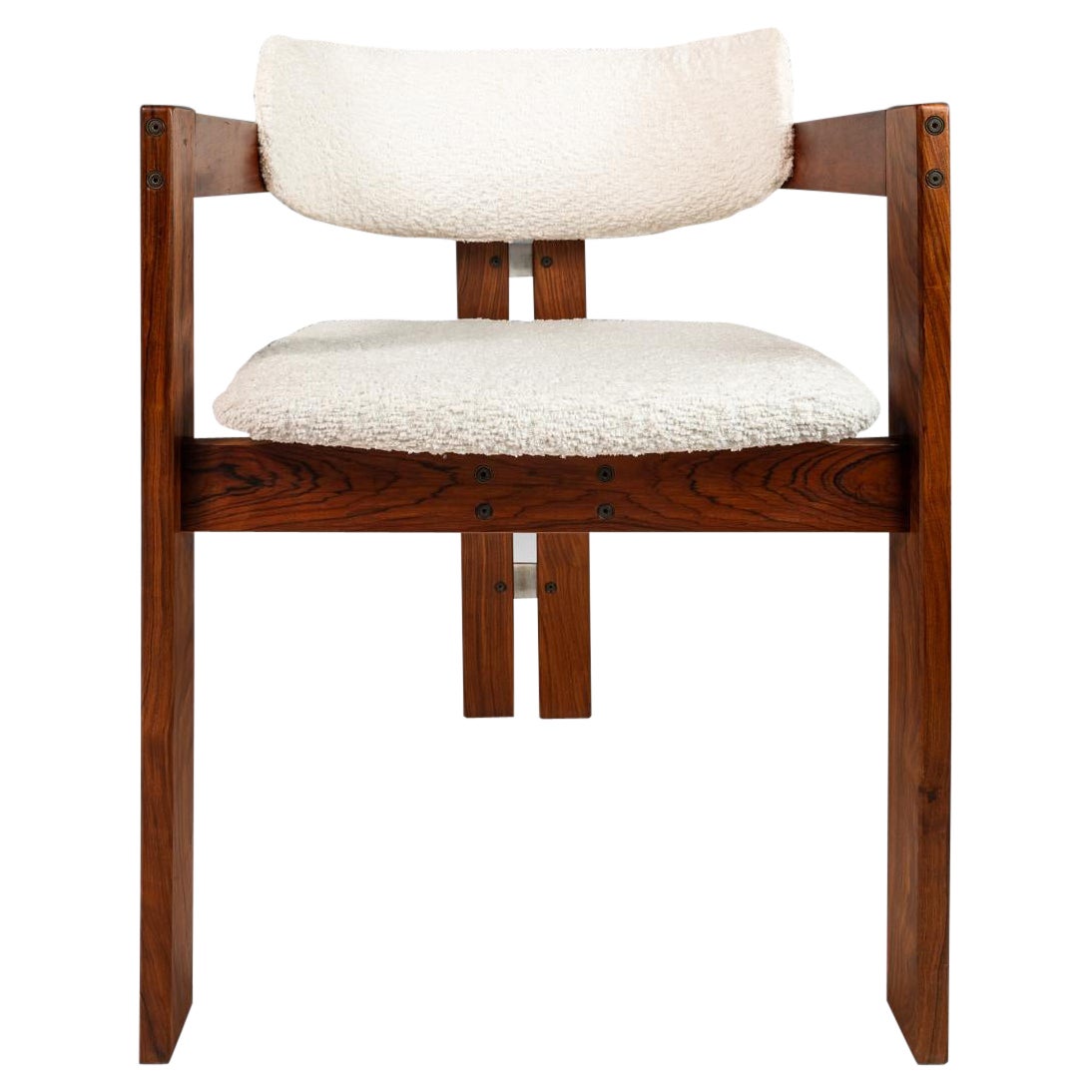 Set of 6 Pamplona Dining Chairs Rosewood & Bouclé After Augusto Savini, c. 1970s For Sale