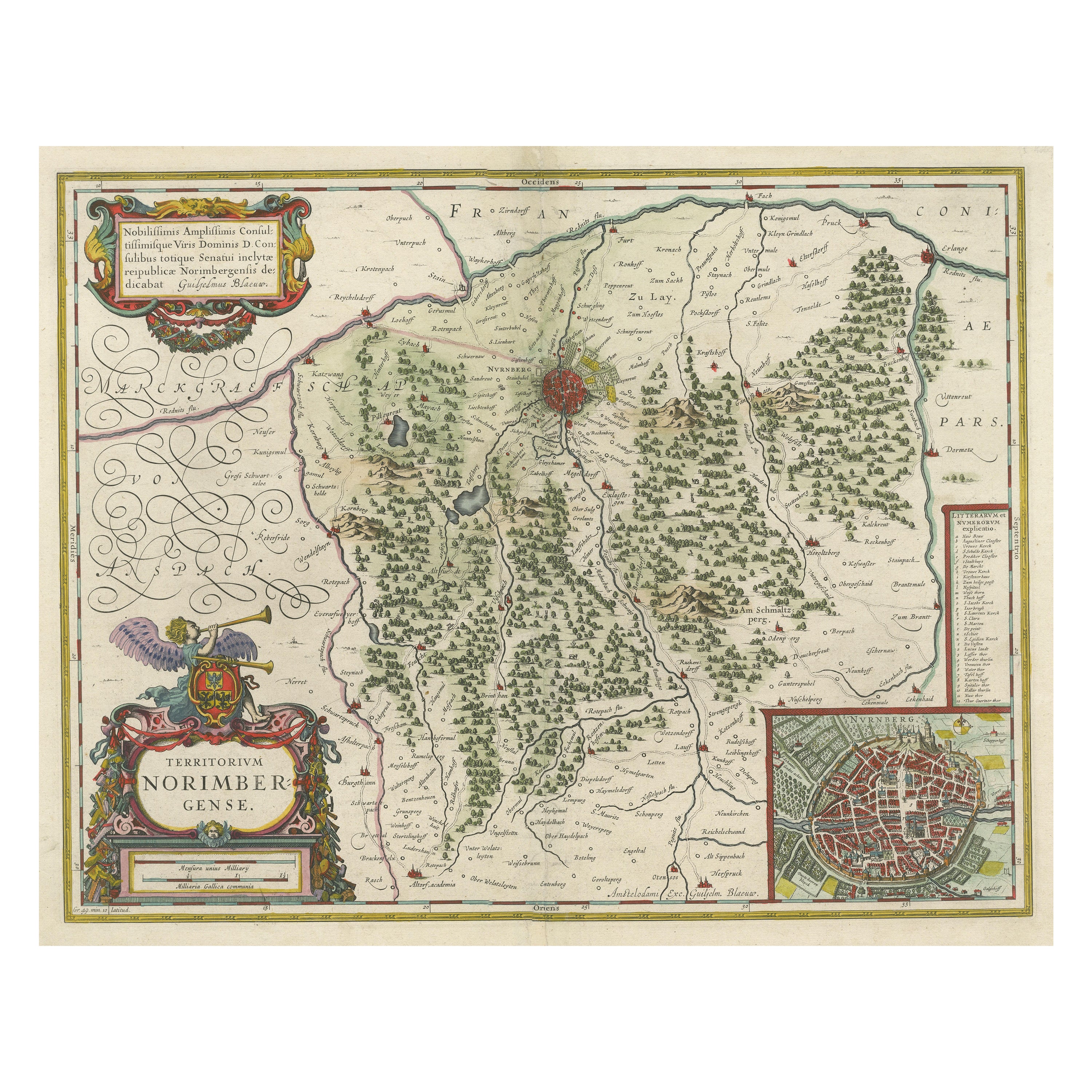 Antique Map centered on Nuremberg, Germany For Sale