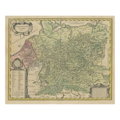 Carte ancienne originale de l'Allemagne ancienne, vers 1630, coloriée à la main