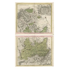 Set von 2 antiken Karten, die einen Teil der modernen Tschechischen Republik abdecken