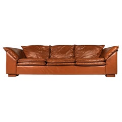 Low Profile Sofa in Cognac Brown Leather in the Manner of Niels Eilersen, 1980's
