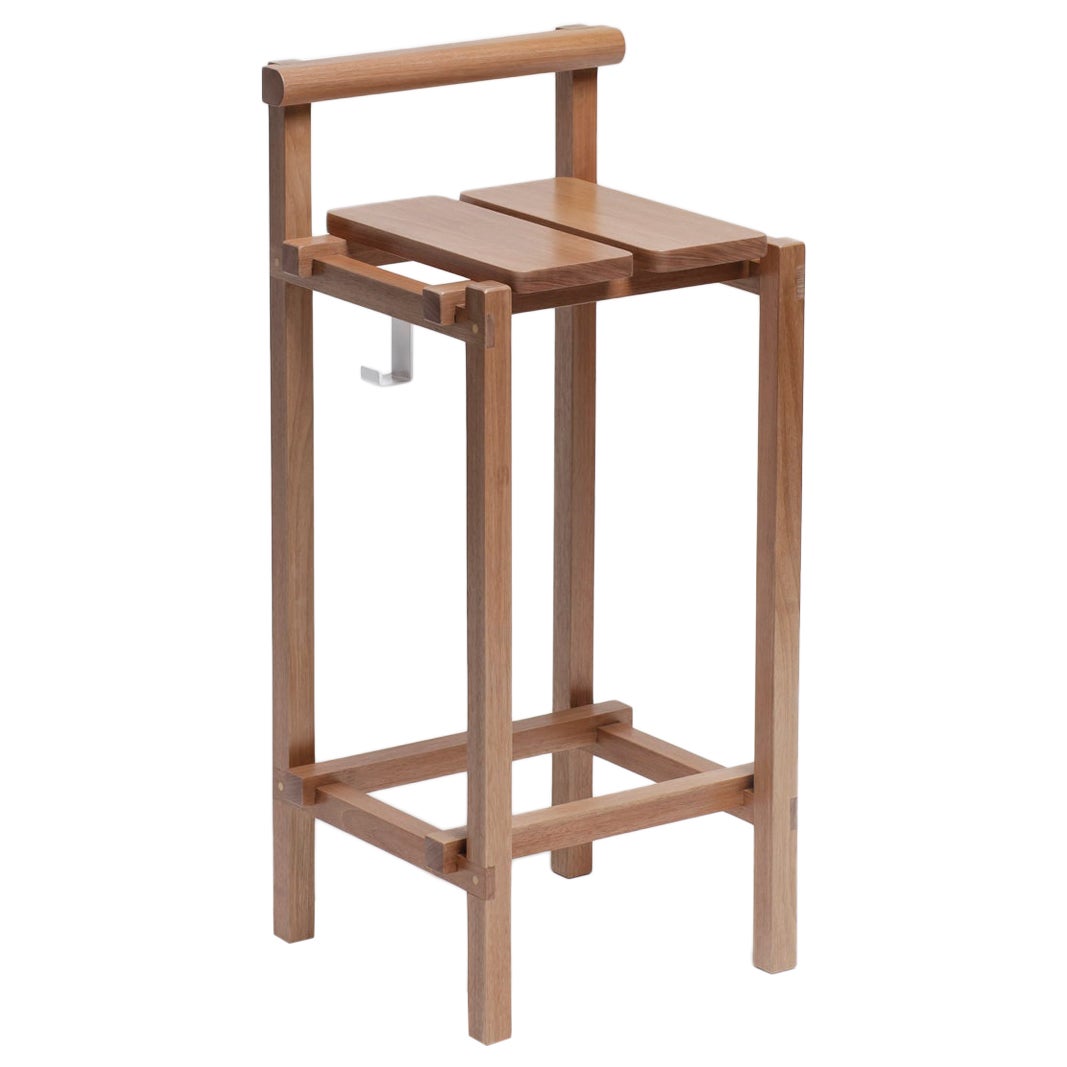 M Stool, Contemporary Handcrafted Stool in Hardwood For Sale
