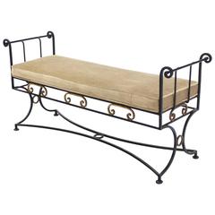 Wrought Iron Fine Ornate Design Hollywood Regency Window Bench New Upholstery 12