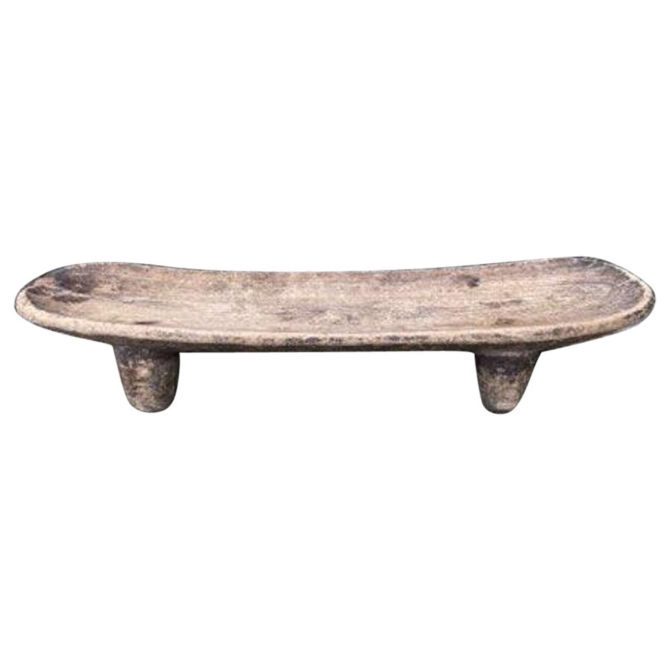 Early 20th Century Nigerian Tribal Wooden Low Bench
