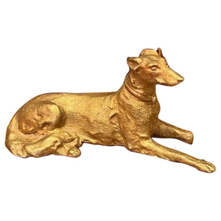 Small Early 20th Century Australian Bronze Greyhound Figurine  For Sale