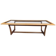 Mid-Century Vintage American Oak & Glass Coffee Table