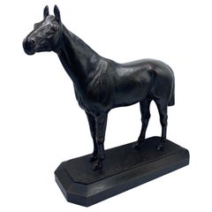 Early 20th Century Large Bronze Horse Sculpture by Reinhold Kuebart