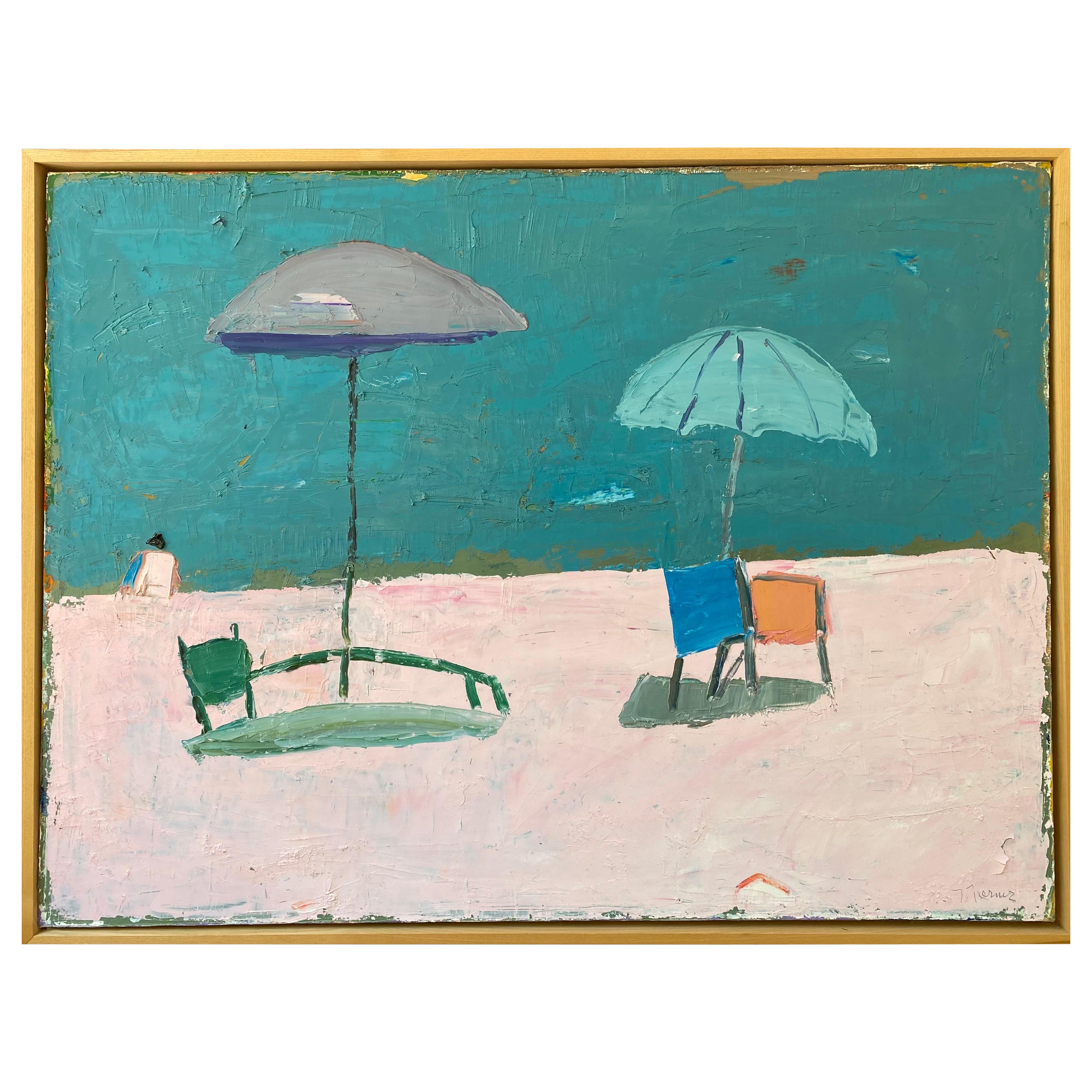 Peinture à l'huile sur toile - Scène de plage par Theodore Ted Turner 
