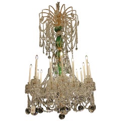 Magnificent English Perry & Co 2m green & clear crystal chandelier