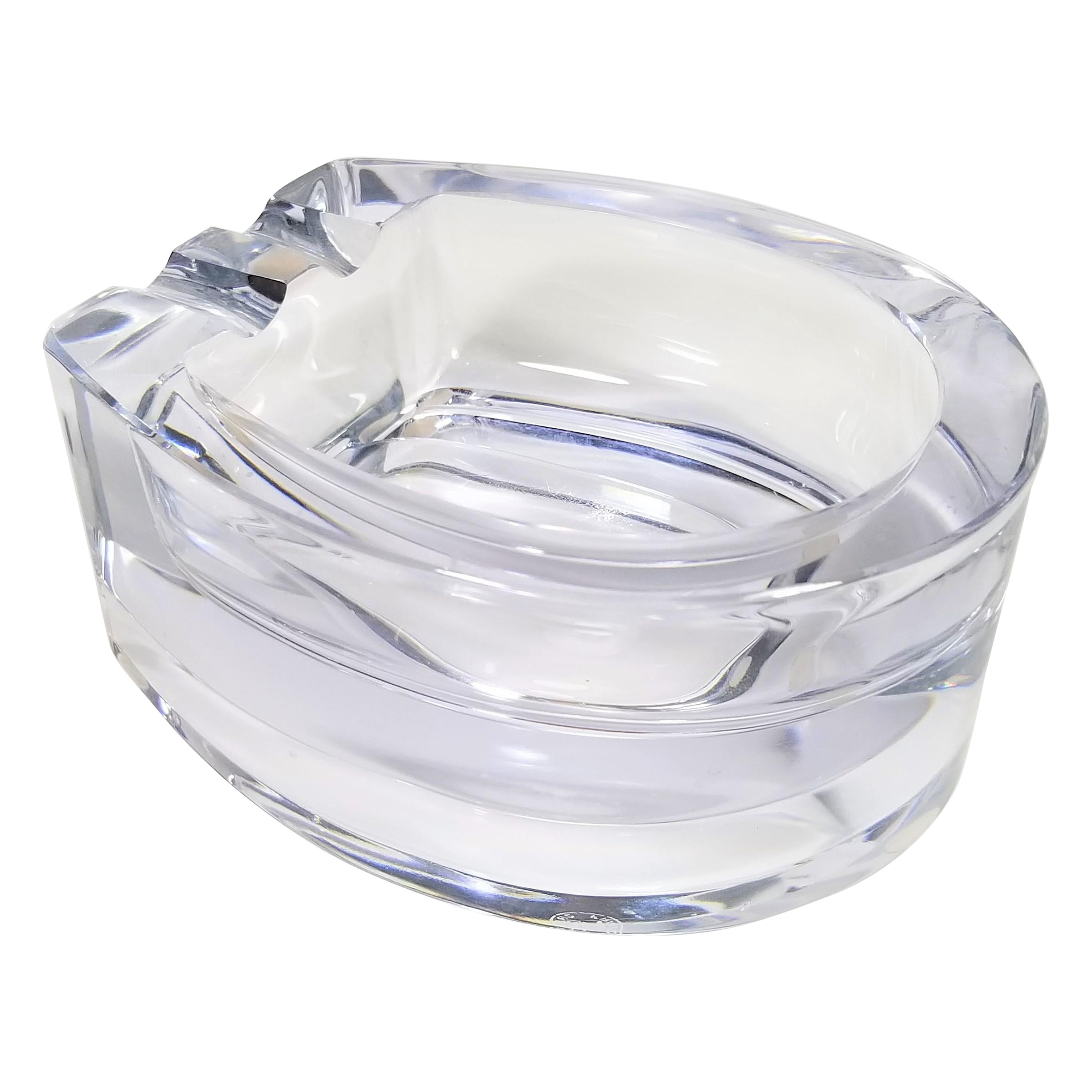 French Crystal Horseshoe Shaped Ashtray Made in France