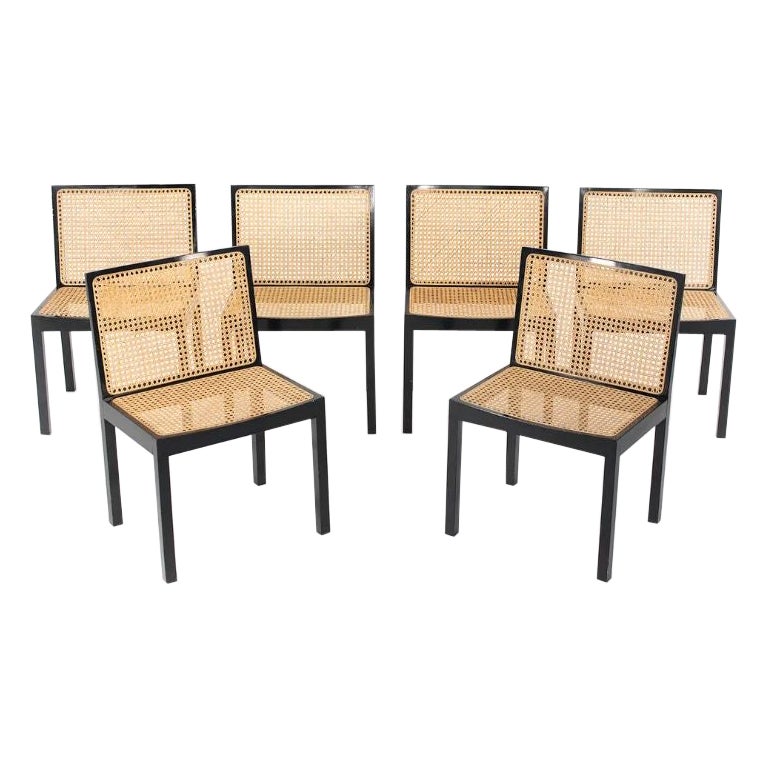 1960s Black Lacquered Bankstuhl Chairs by Willy Guhl for Stendig, Set of 6 For Sale