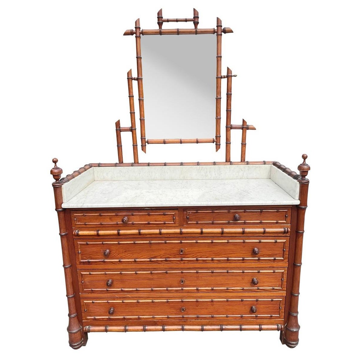 19th Century Faux Bamboo Wash Stand For Sale