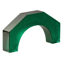 41X Bridge Glass Sculpture in Emerald with Rustic Finish Venezia