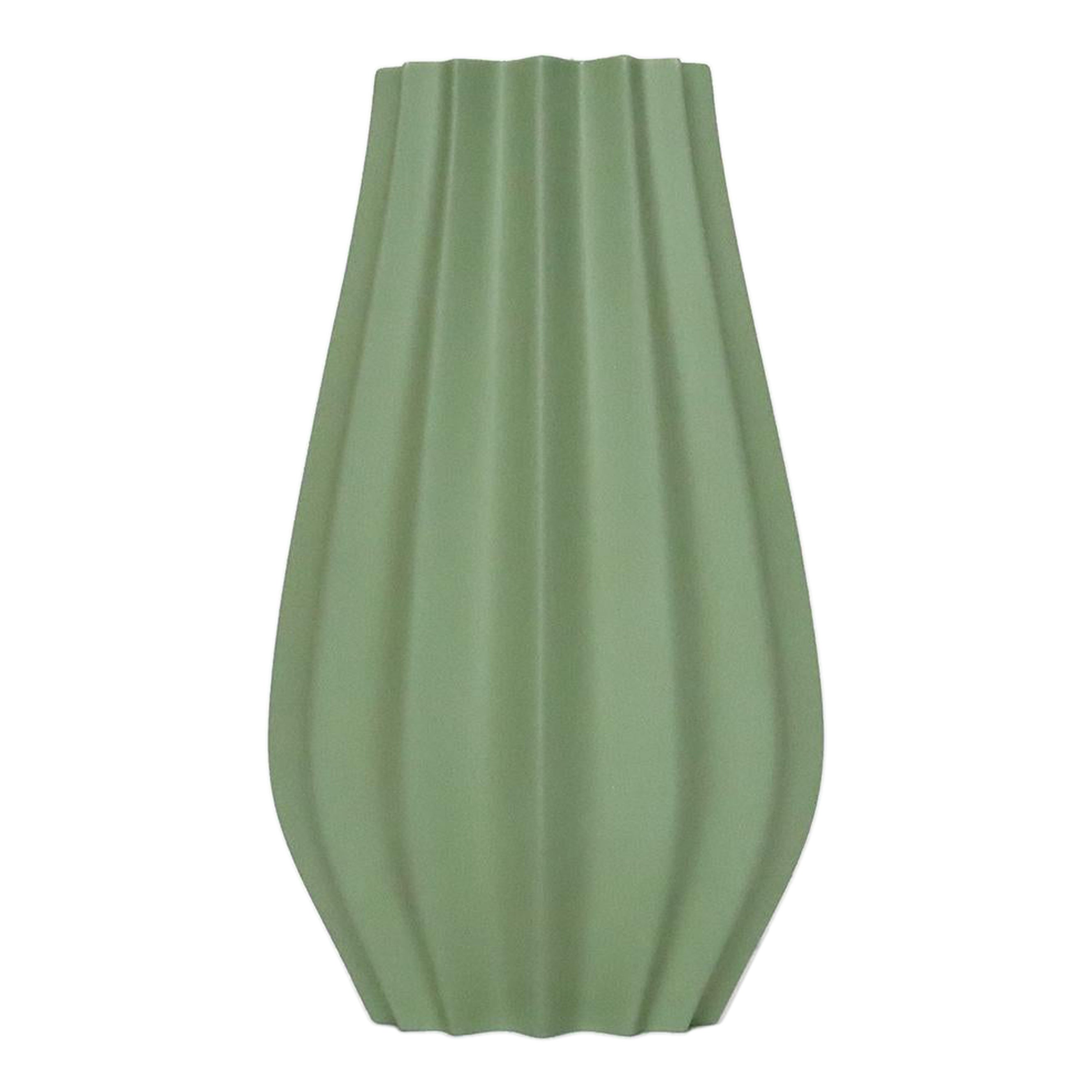Fluted Vase - Olive Green For Sale