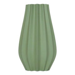 Fluted Vase - Olive Green