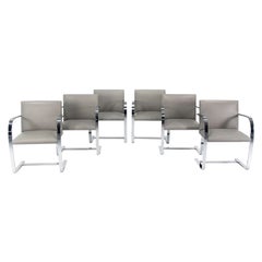 2020 Chaises Mies van der Rohe Flat Bar Brno pour Knoll en cuir gris