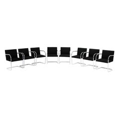 2009 Mies van der Rohe for Knoll Tubular Brno Chair in Black Fabric Sets Avail