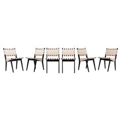 2021 Jens Risom for Knoll Side Dining Chairs in Ebonised Maple Set of 6