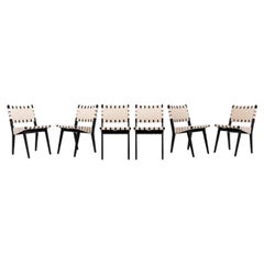 2021 Jens Risom for Knoll Side Dining Chairs in Ebonized Maple Set of 6