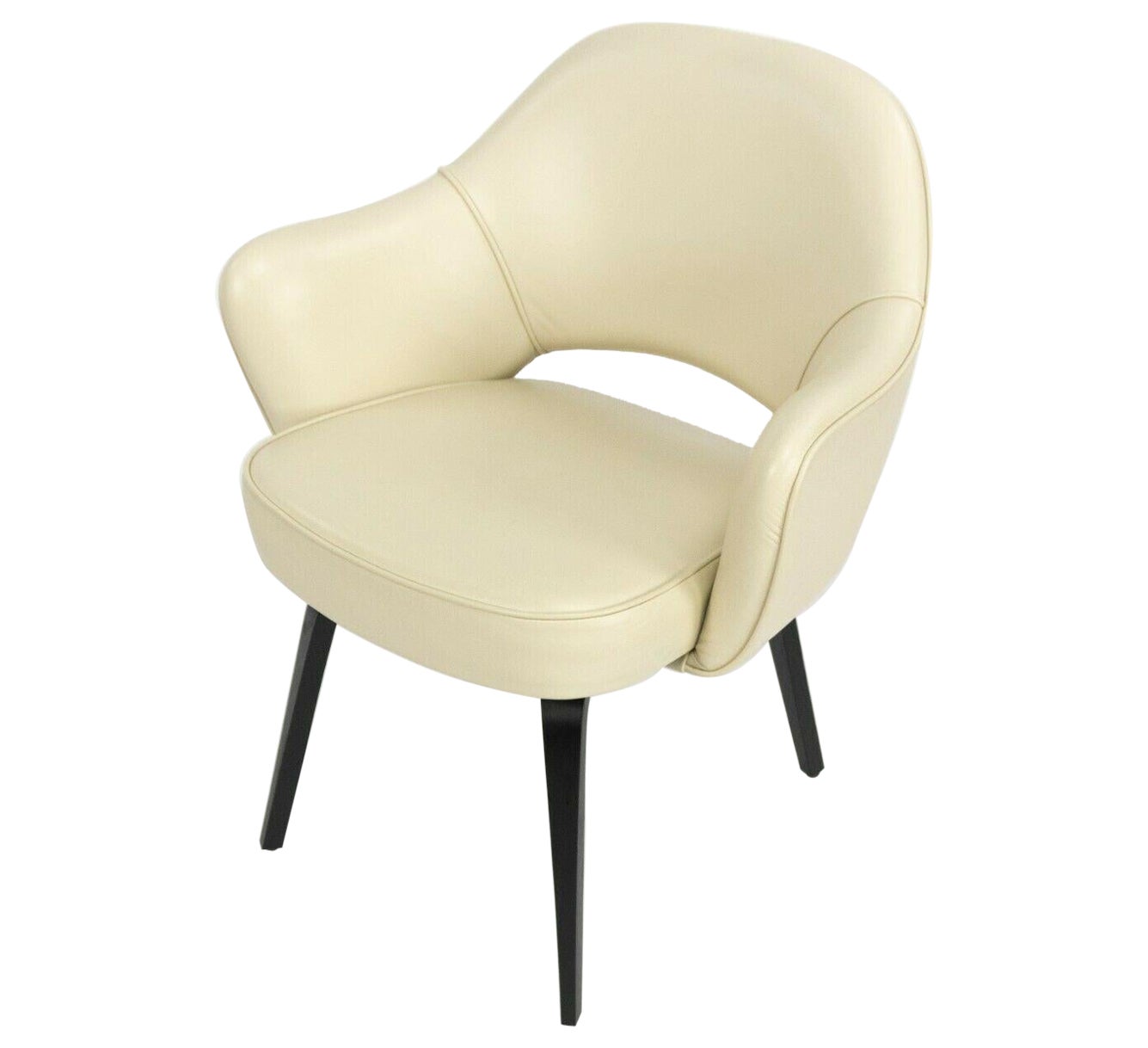 Eero Saarinen for Knoll 2020 Executive Armchair with Ivory Leather & Wood Legs For Sale