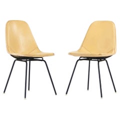 Used 1957 Pair of  Herman Miller Eames DKX Wire Dining Chairs with Full Vinyl Covers