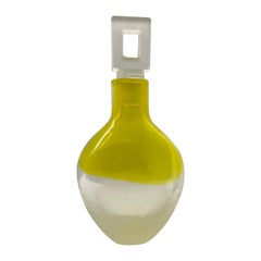Liquor Decanter in Clear and Lemon Yellow Glass with Frosty Clear Glass Stopper