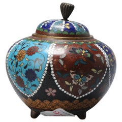 Lovely Incense Jar Cloisonne Enamel Flower Vases Meiji Era 1868-1912