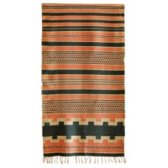 Vintage Shawl Cloth Striped in Soft Pink and Dark Blue, Ethiopia, 1950s