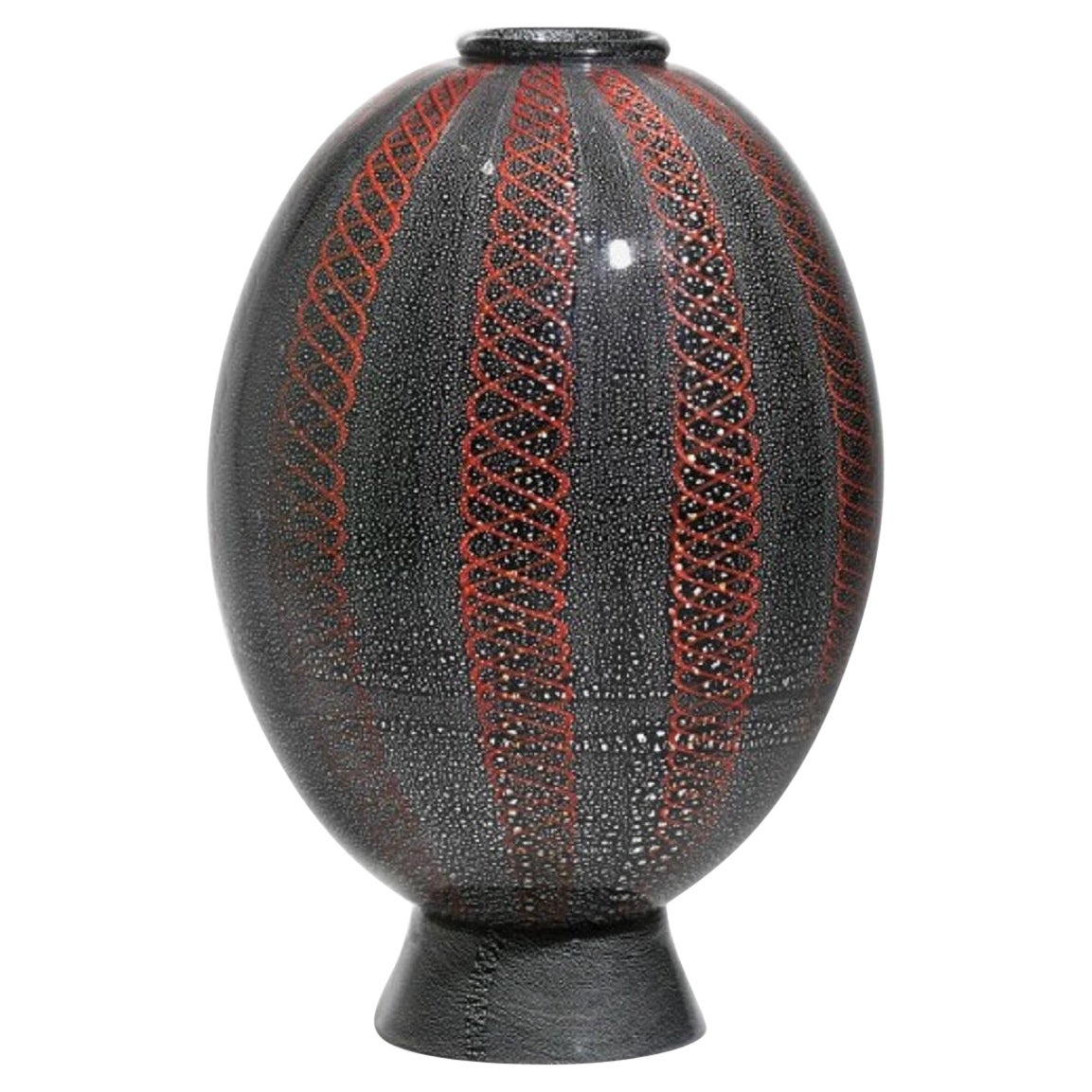 Ovoid Vase from the Neri Argento Series, Carlo Scarpa For Sale