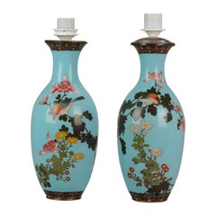 Antique Bronze / Copper Cloisonne Vases Japanese Meiji Dynasty, 19th Century