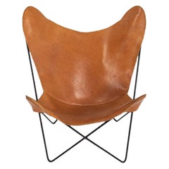 1950s Knoll Leather Chair w/ Ottoman by Jorge Ferrari Hardoy Bonet & Kurchan