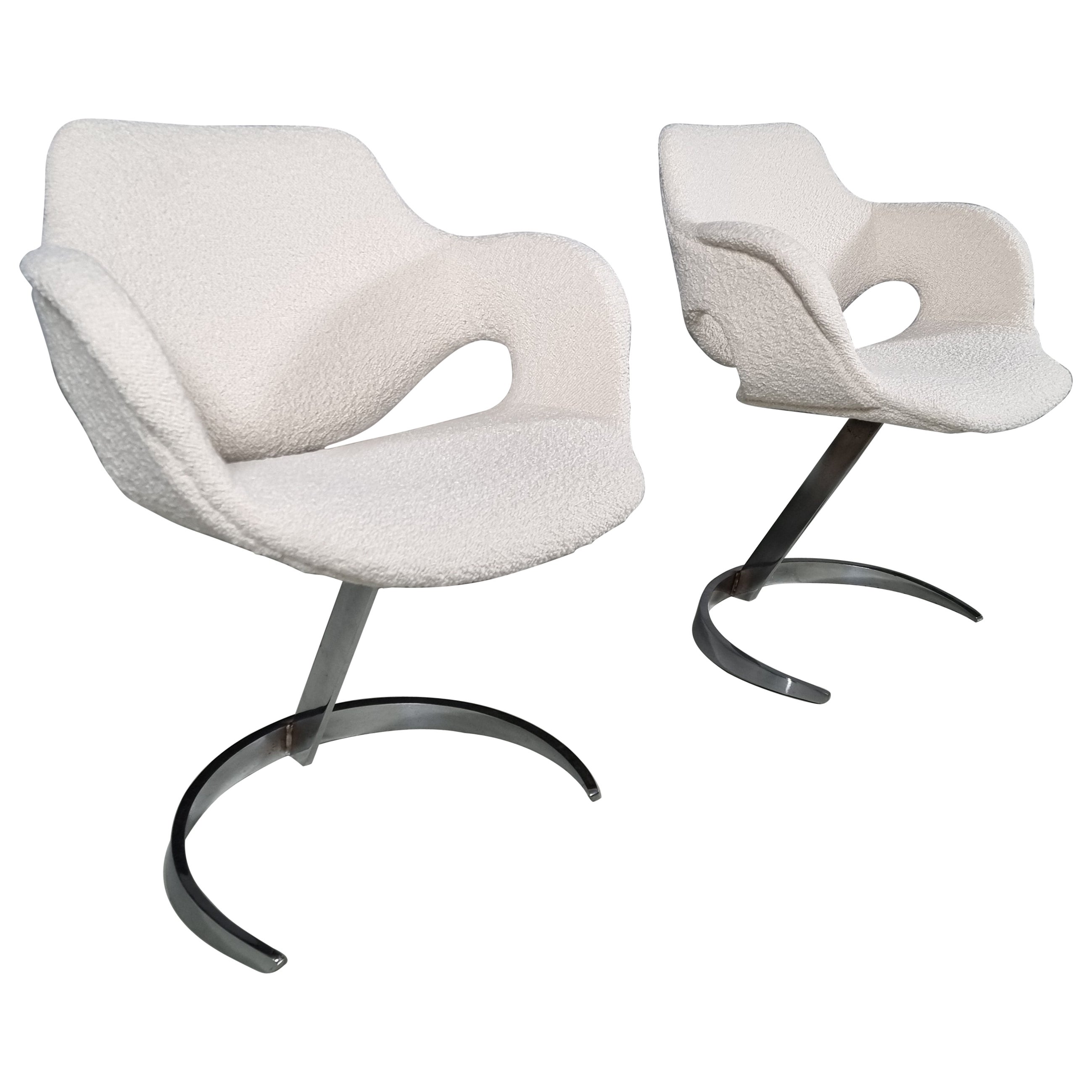 Boris Tabacoff Scimitar Chairs in bouclé, Mobilier Modulaire Moderne 'MMM' For Sale