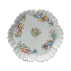 Antiguo Plato de Porcelana China Pattipan con Escena de Frutas, Siglo XVIII