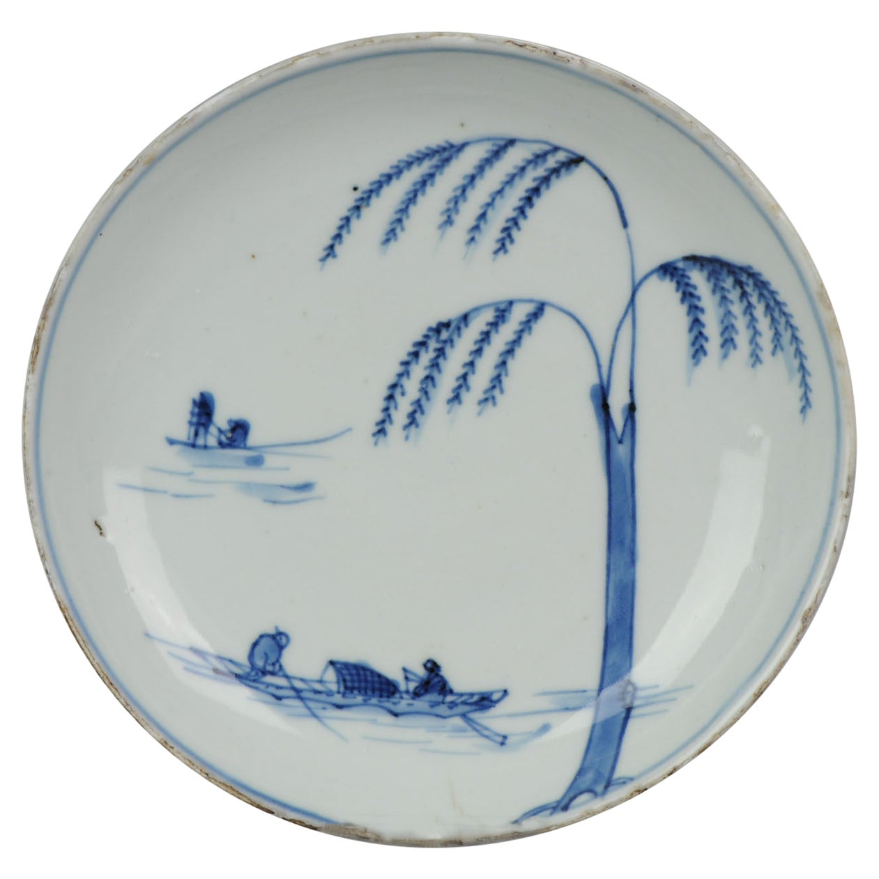 Antique Chinese Porcelain Late Ming Tianqi Chongzhen Landscape, 1600-1640 For Sale