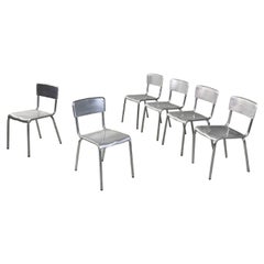 Italian modern rectangular aluminium chairs, 1980s