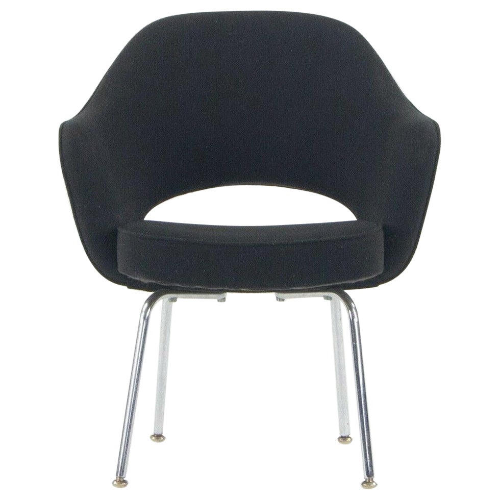 1960s Eero Saarinen Knoll International Black Fabric Executive Arm Dining Chair For Sale