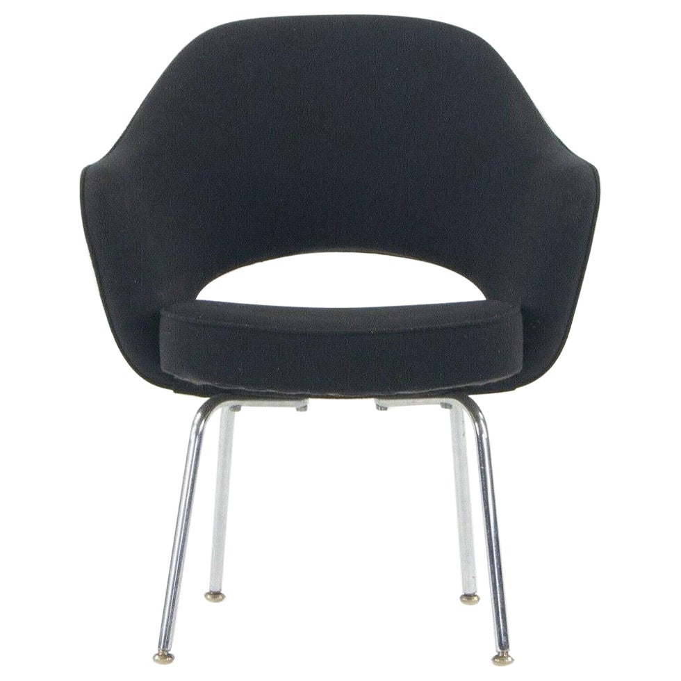 1960s Eero Saarinen Knoll International Black Fabric Executive Arm Dining Chair