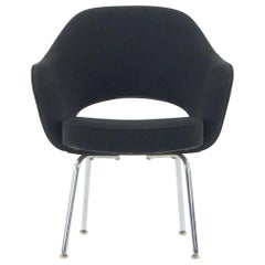 Vintage 1960s Eero Saarinen Knoll International Black Fabric Executive Arm Dining Chair