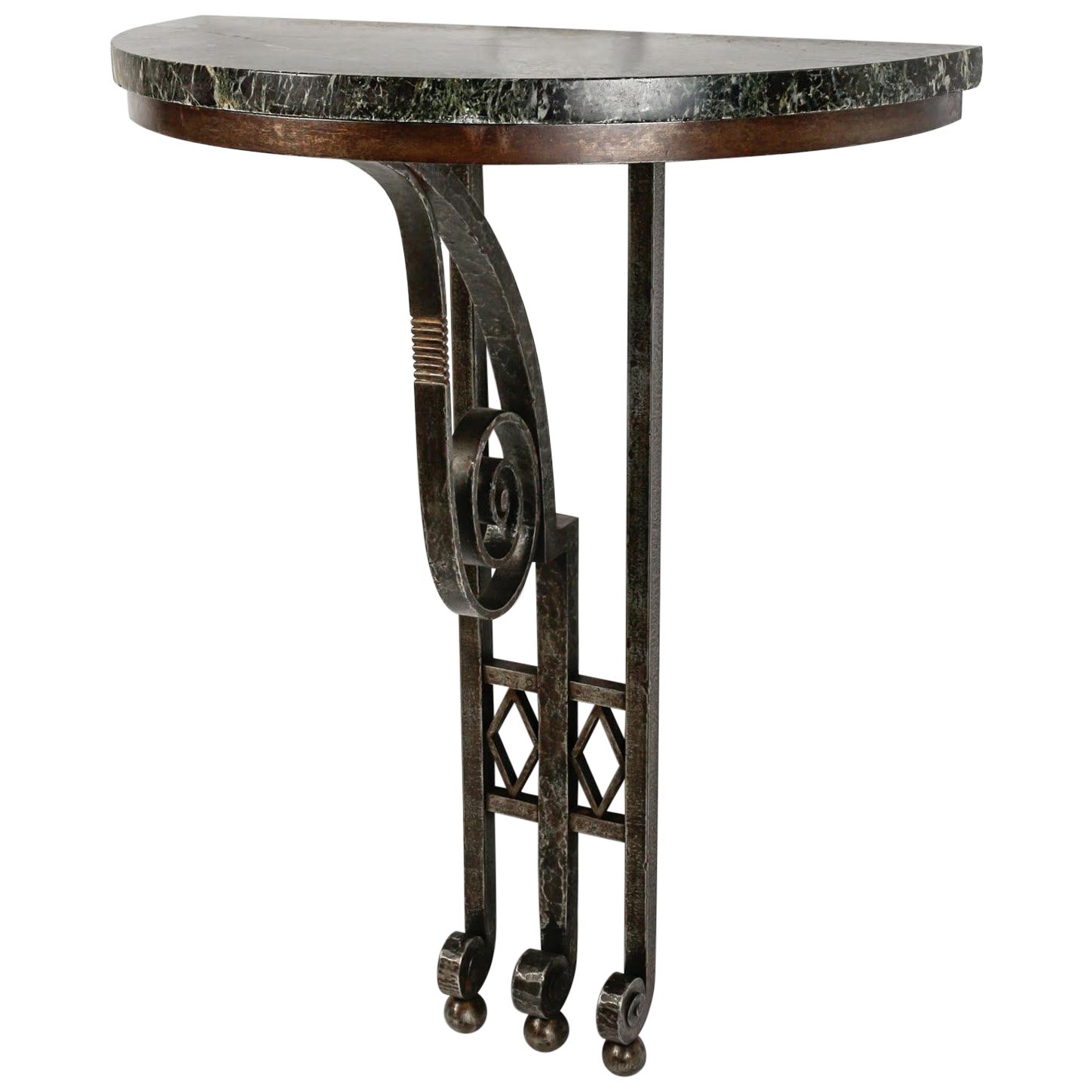 Art Deco Wrought Iron and Marble Console Table, Circa 1930.