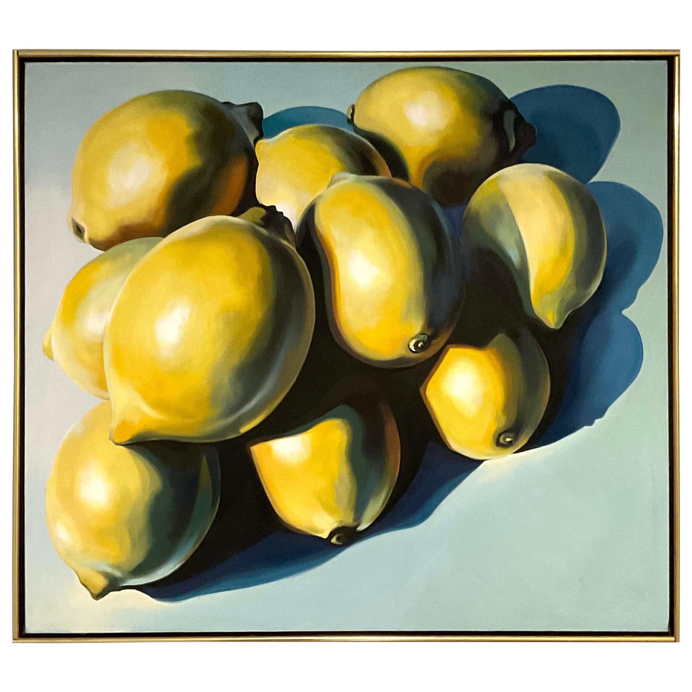 Lowell Nesbitt Ten Lemons Iconique peinture à l'huile peinte en 1978 Nature morte  en vente